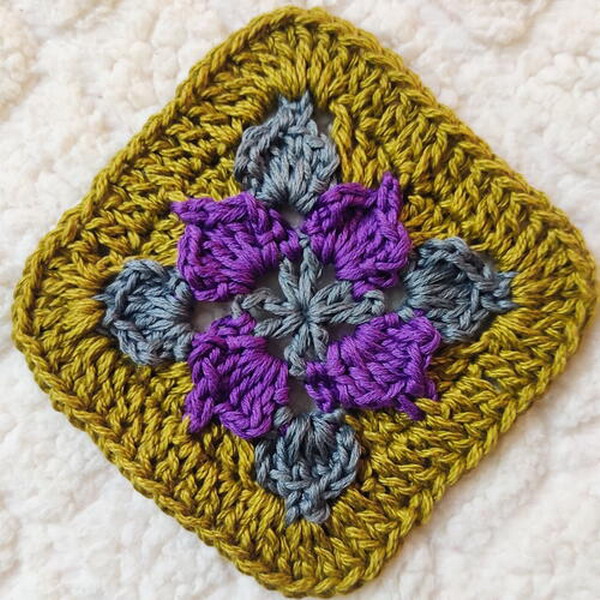 Crochet Picot Flower Square Motif