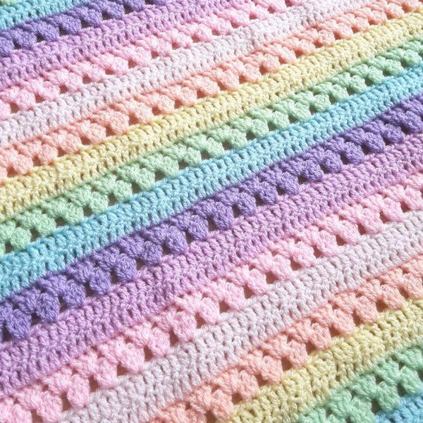 Pastel rainbow baby blanket crochet pattern