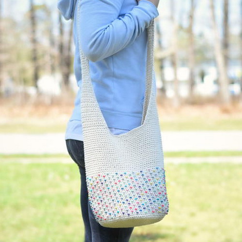Beaded Crochet Hobo Bag