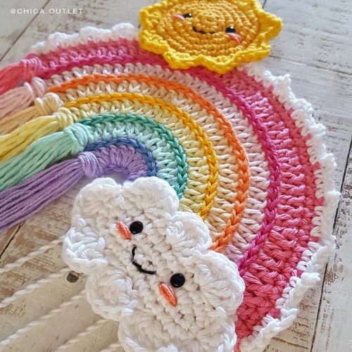 Crochet rainbow wall hanging pattern free