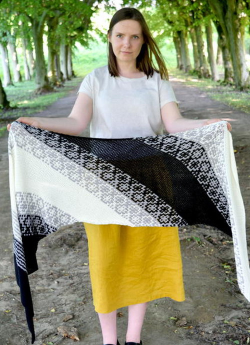 Monochrome Bias Wrap Free Crochet Pattern