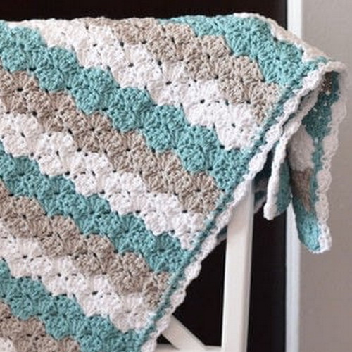 Crochet shell stitch baby blanket