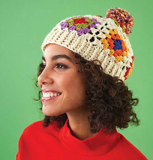 Crochet granny square hat