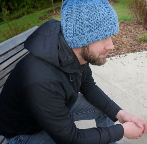 Cabled Beanie for Men Free Crochet Pattern