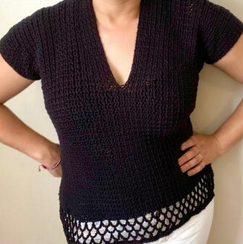 The Easy V-neck Top Variation Free Crochet Pattern