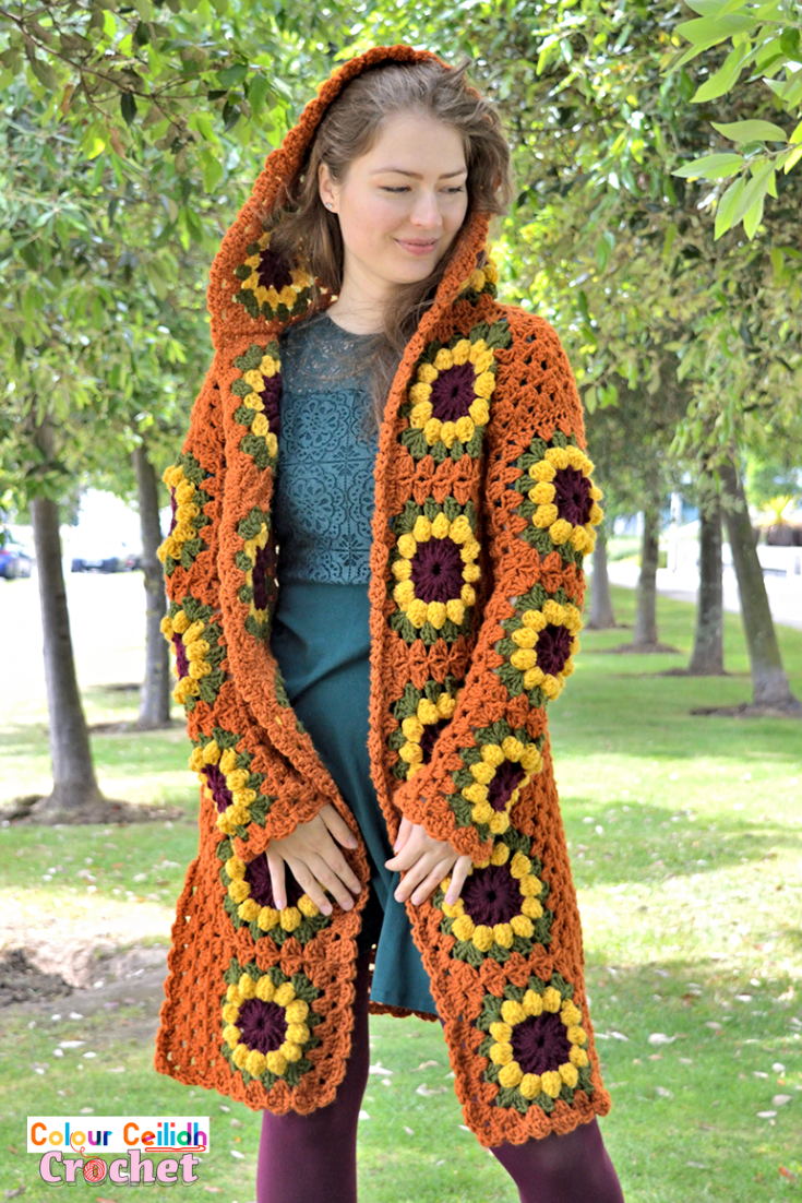 Crochet Sunflower Cardigan Free Pattern