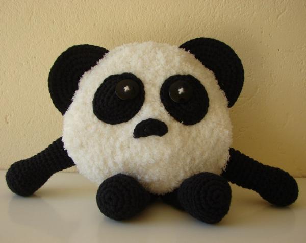 Crochet panda pillow