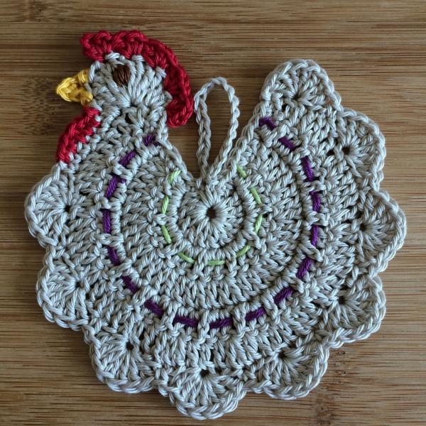 Crochet chicken potholder free pattern