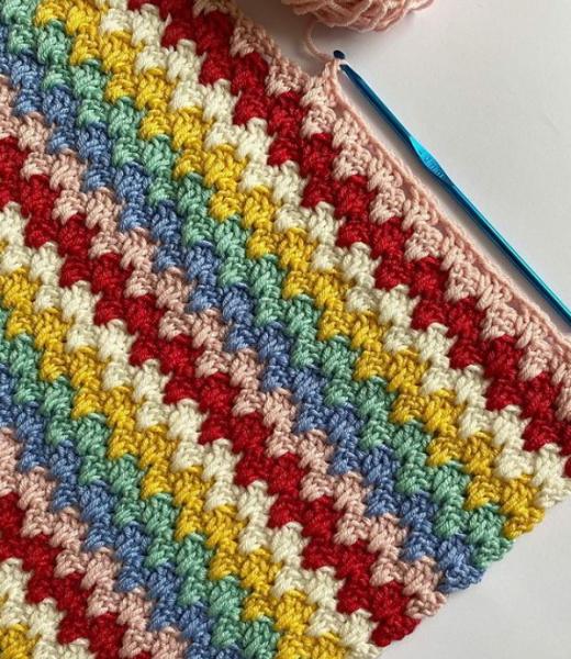 Granny Spike Stitch Blanket in Rainbow