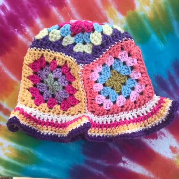 Bucket hat crochet pattern granny square
