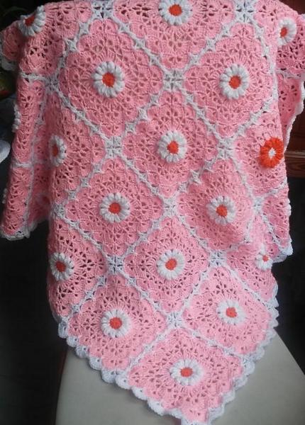 Pink Daisy Baby Blanket