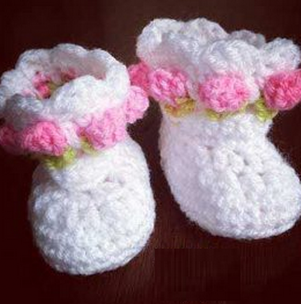 Little Miss Flower Crochet Baby Booties