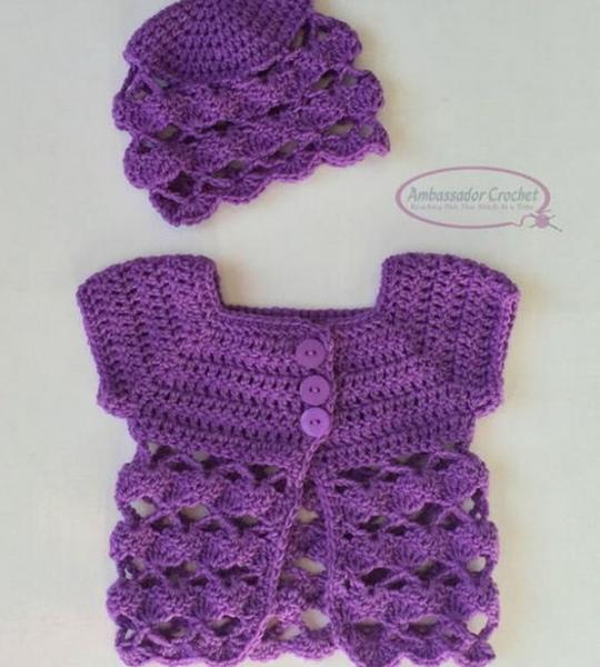 Tea Time Baby Sweater and Hat Set