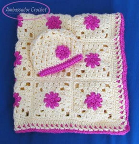 Blooming Clusters Baby Blanket and Hat Set