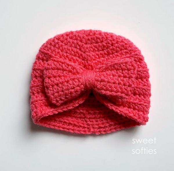 Ribbed Baby Turban Headwrap Hat With Bow