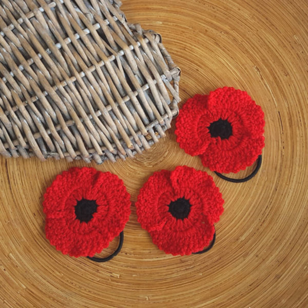 Poppy Hair Tie Free Crochet Pattern