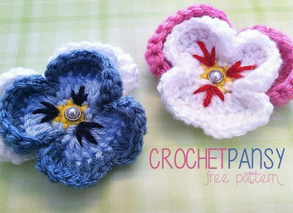 Pansy Crochet Flower Free Pattern