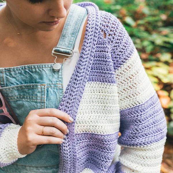 Slouchy Stripe Cardigan Free Crochet Pattern