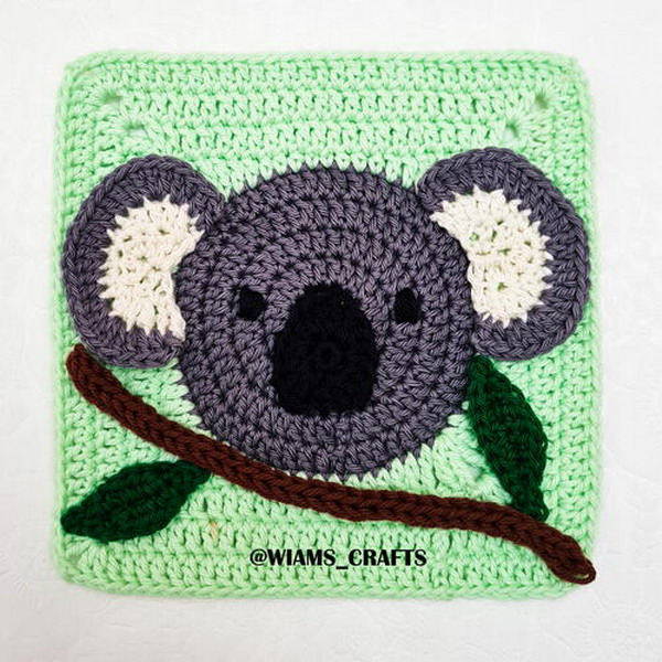 Koala Granny Square Free Crochet Pattern