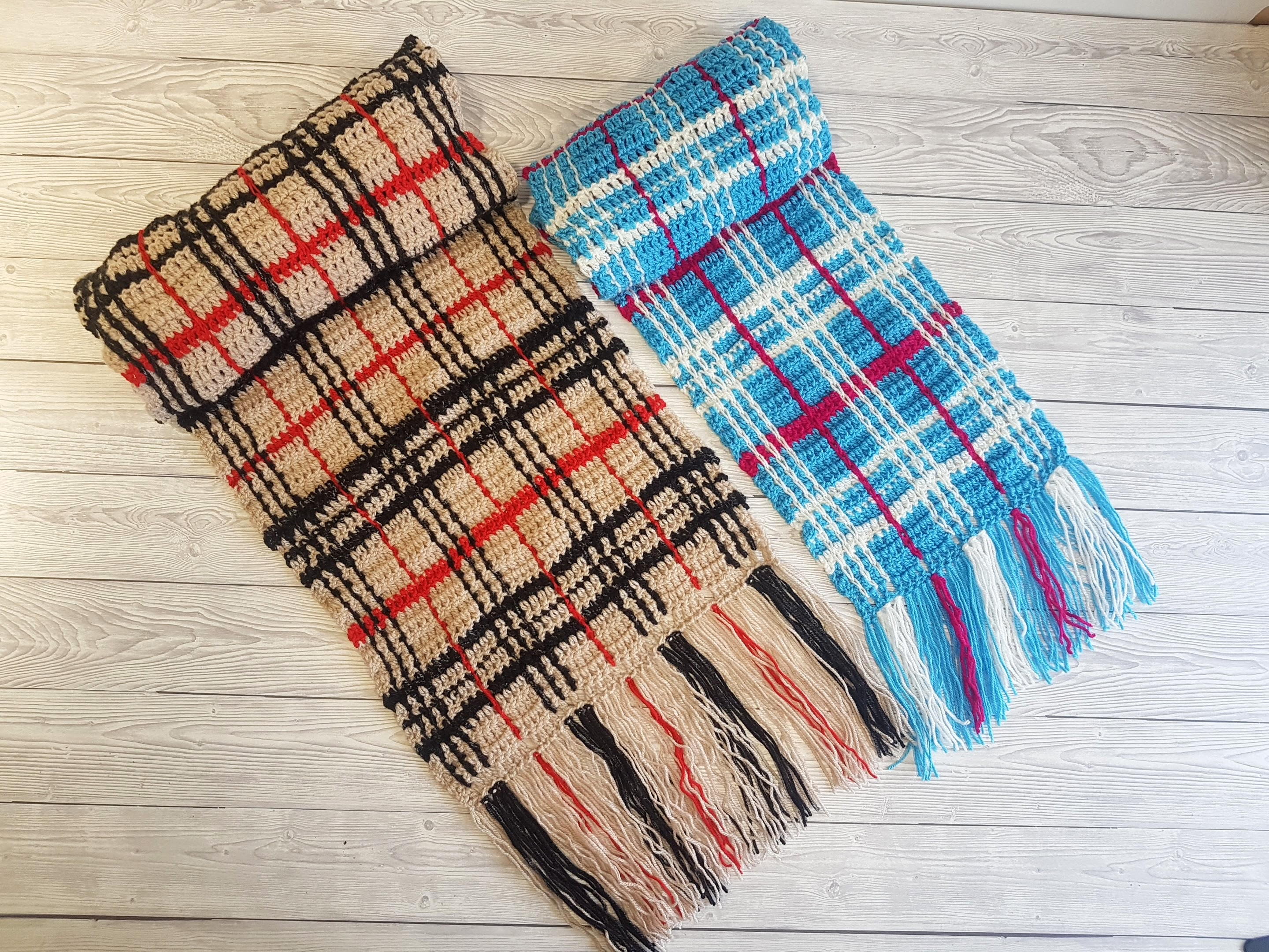 Crochet Plaid Scarf For Beginners - A Free Pattern and Video Tutorial