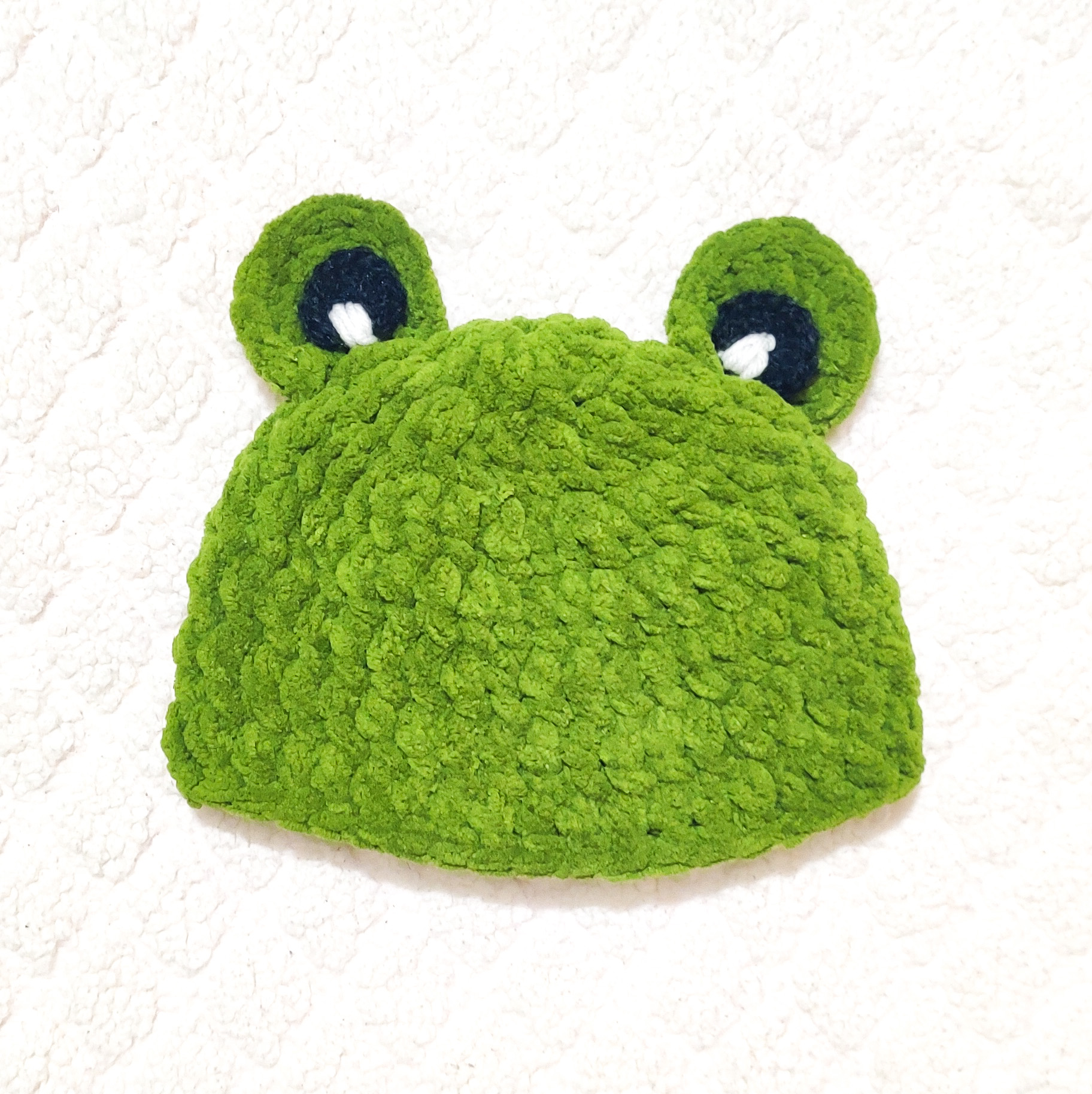 Easy Soft Plush Crochet Frog Baby Hat
