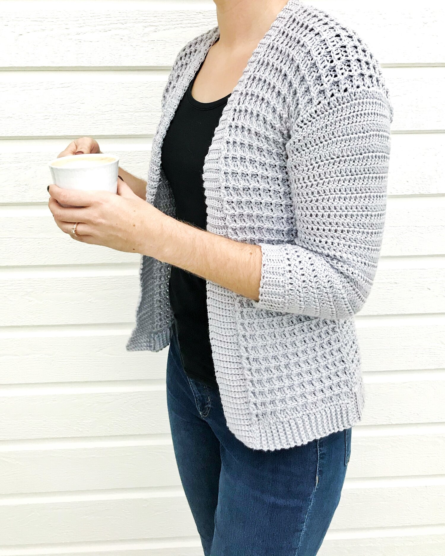 Waffle deals stitch cardigan