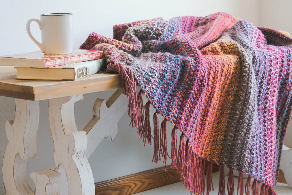 Crochet woven blanket