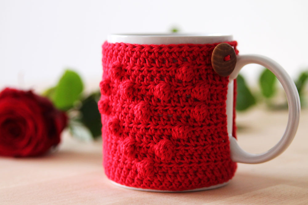 Crochet I Heart U Mug Cozy