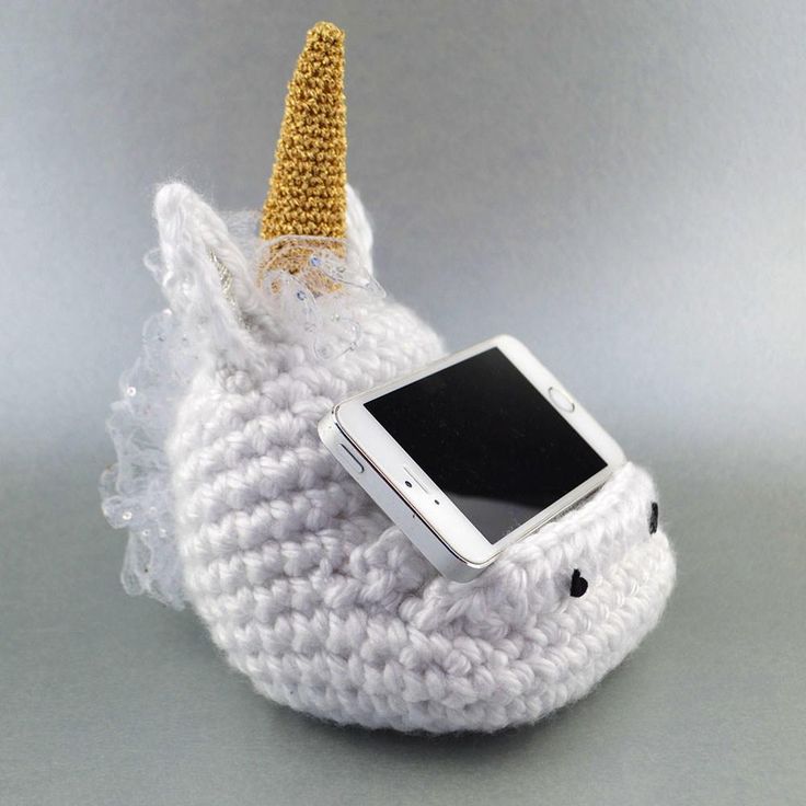 Crochet Unicorn Mobile Cell Phone Holder