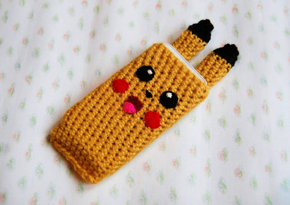 Crochet Pikachu Phone Cover