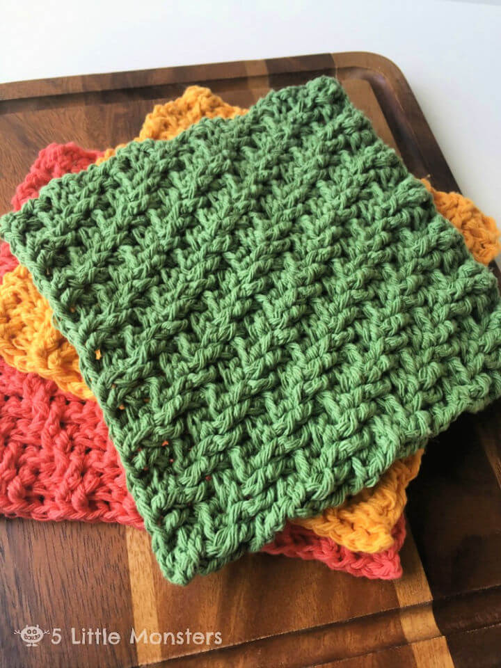 Diagonal Weave Crochet Dishcloths