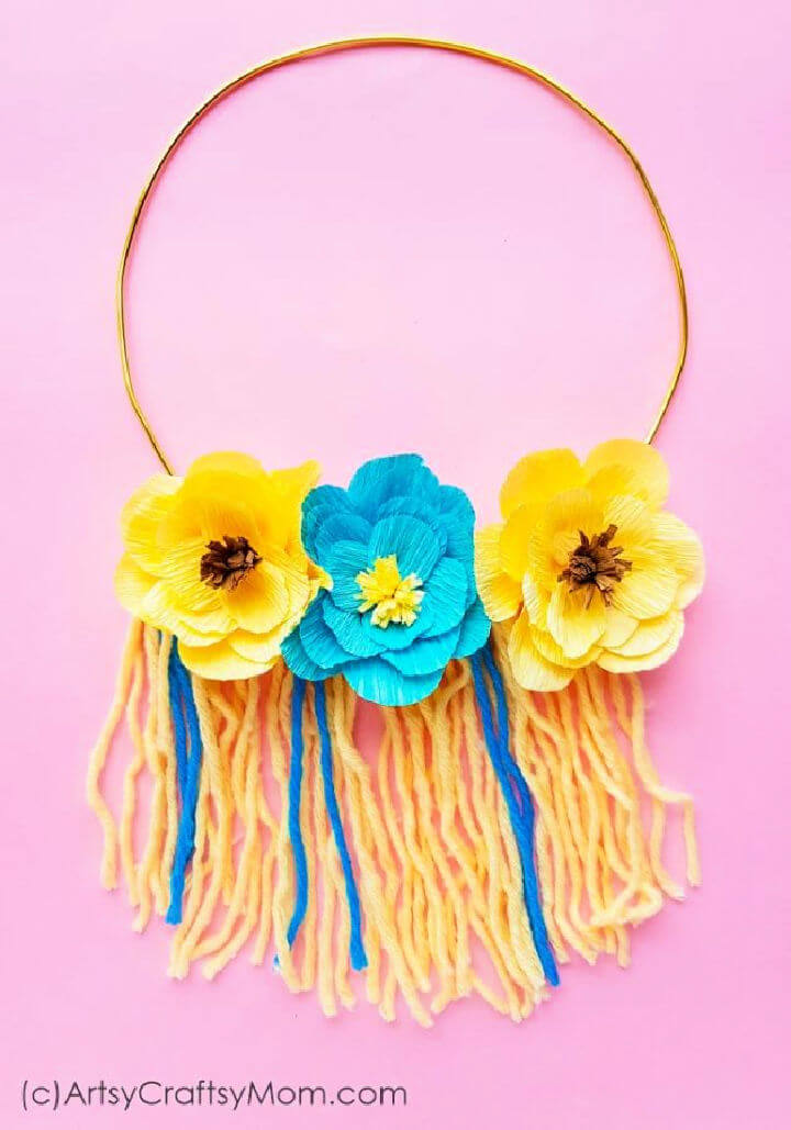 Handmade Yarn Floral Wall Hanging