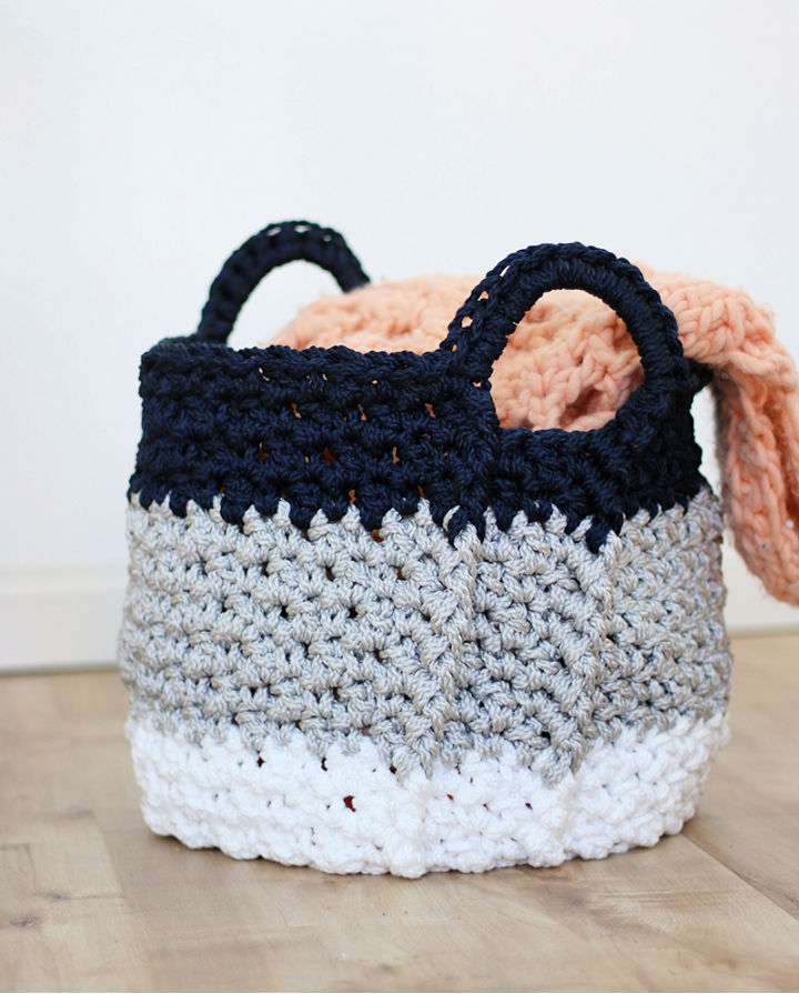 Larg Crochet Basket with Handles