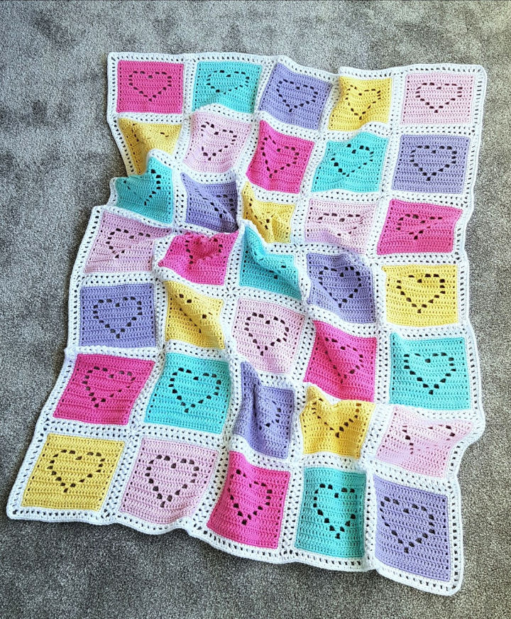 Filet Heart Crochet Baby Blanket