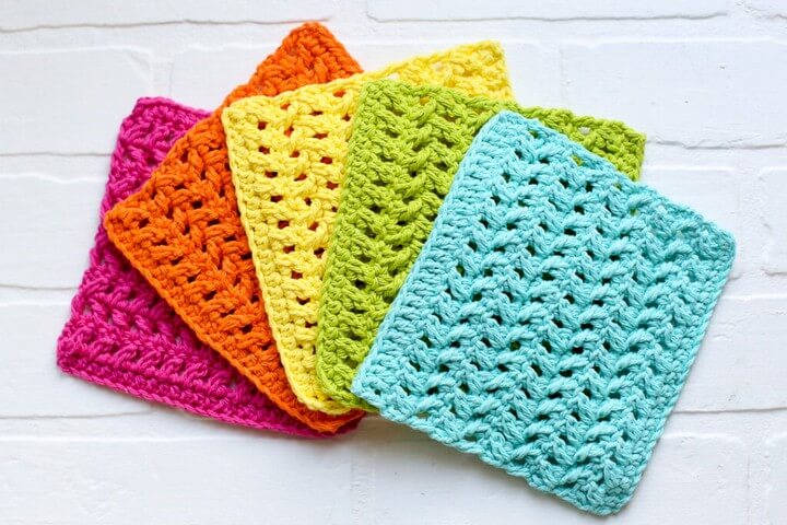 Crochet Dishcloth Herringbone Pattern