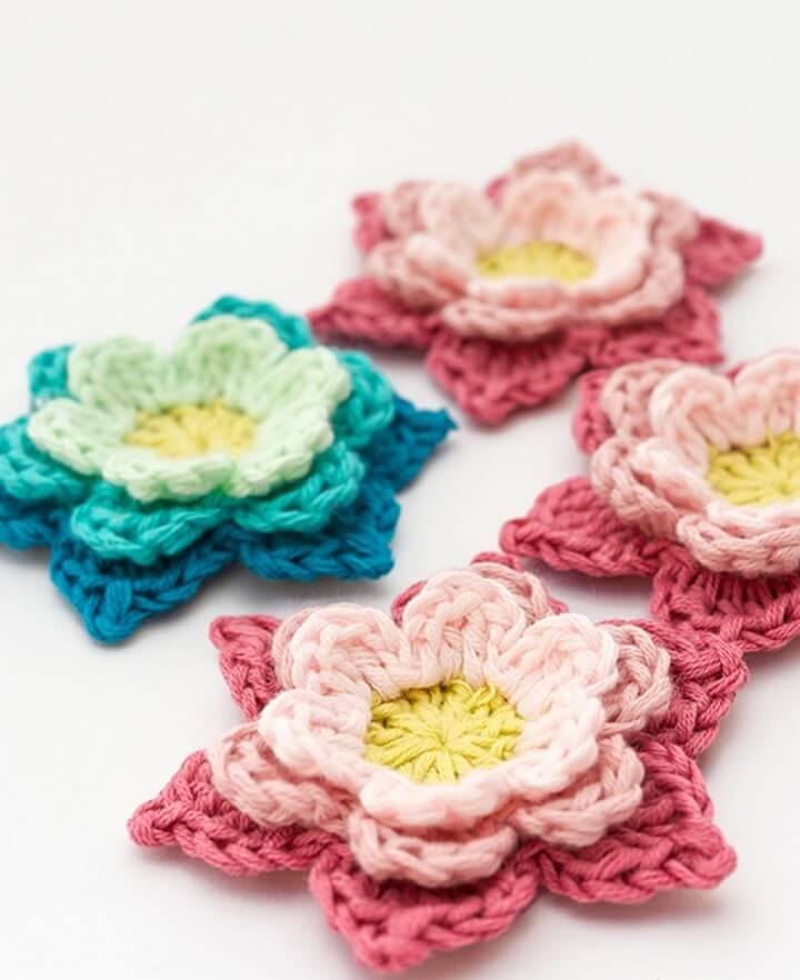 Three Layered Free Crochet Flower Pattern - Beautiful Blooming Crochet Flower