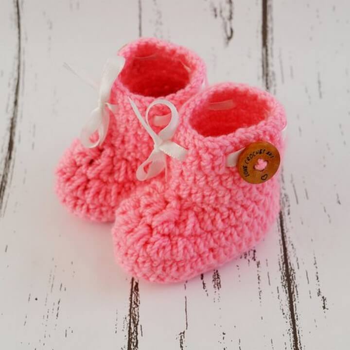 Hot Pink Crochet Baby Booties: