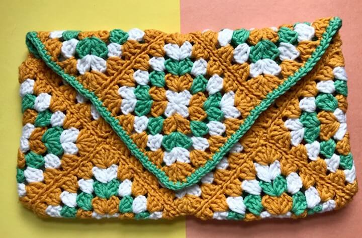 How To Crochet Granny Square Clutch Bag