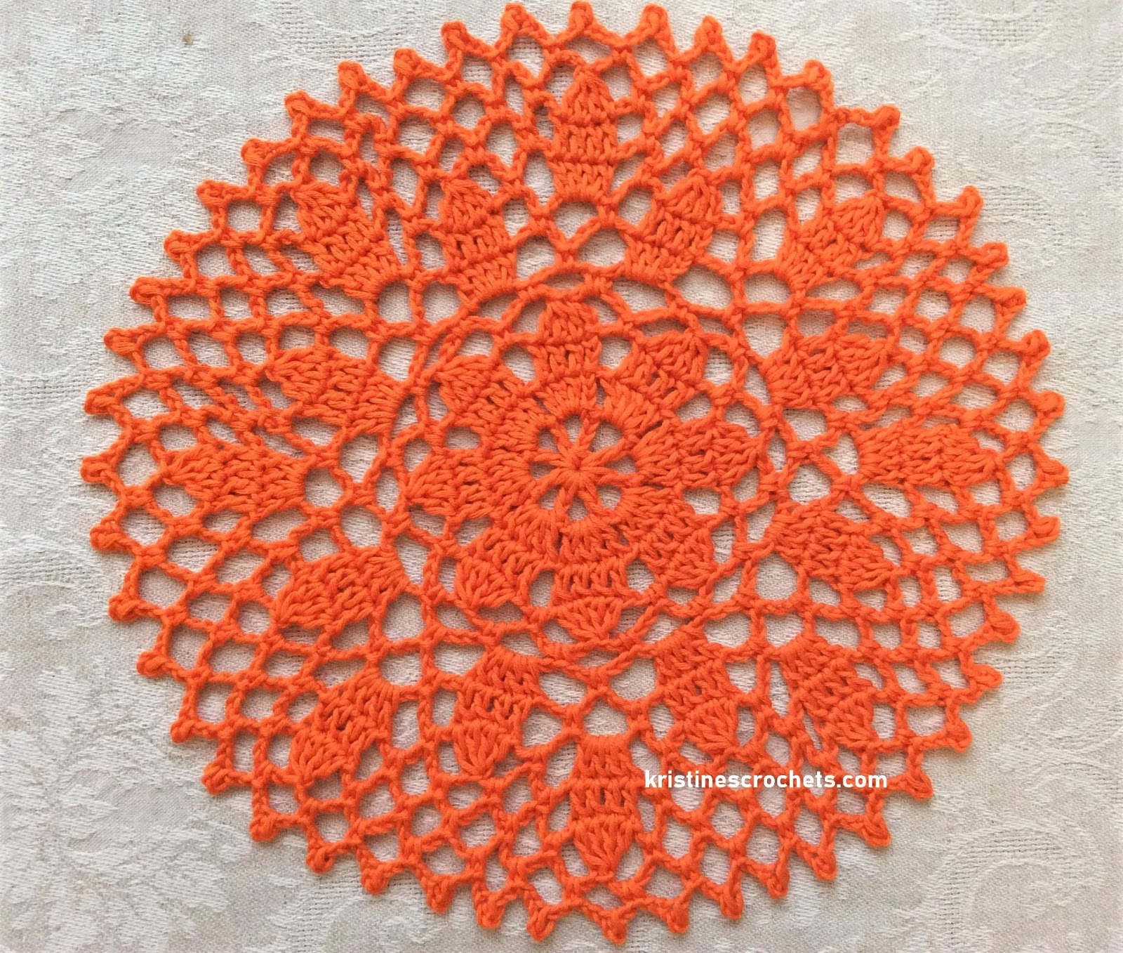 Crochet Orange Petals Doily