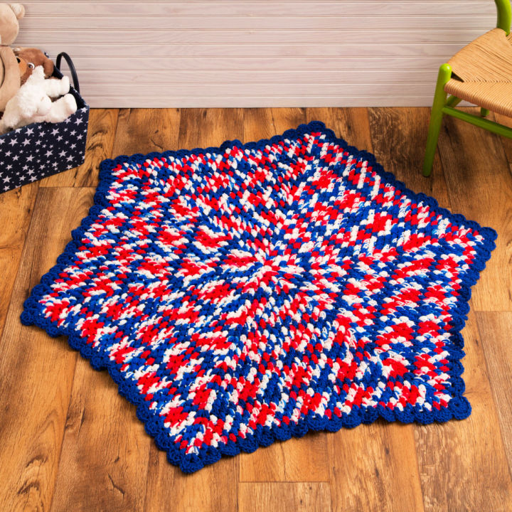 Red Heart Patriotic Hexagon Crochet Baby Blanket