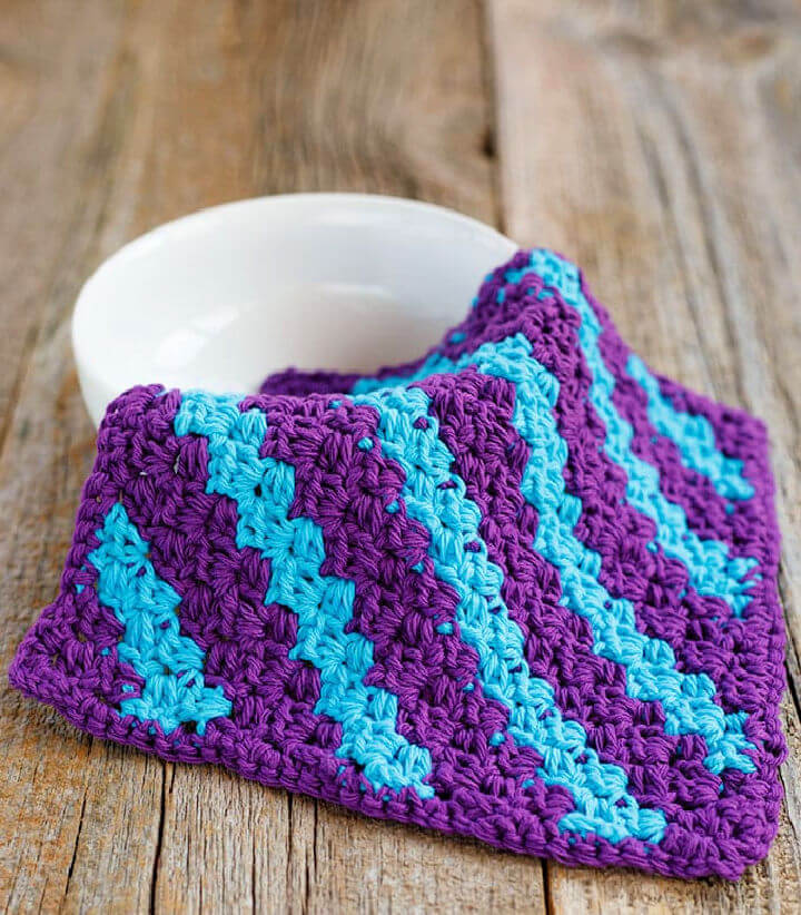 Mini C2C Crochet Stripe Dishcloth