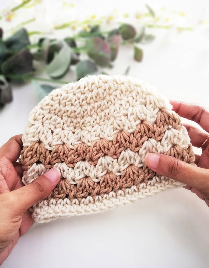 Crochet Cluster V Stitch Baby Hat
