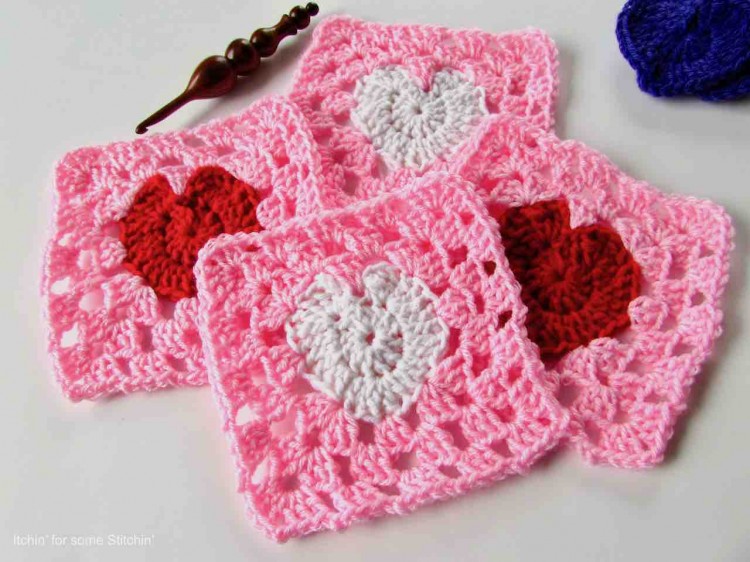 How To Crochet Granny Heart Square