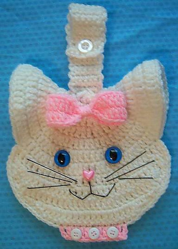 3 D Kitty Cat Crochet Towel Topper