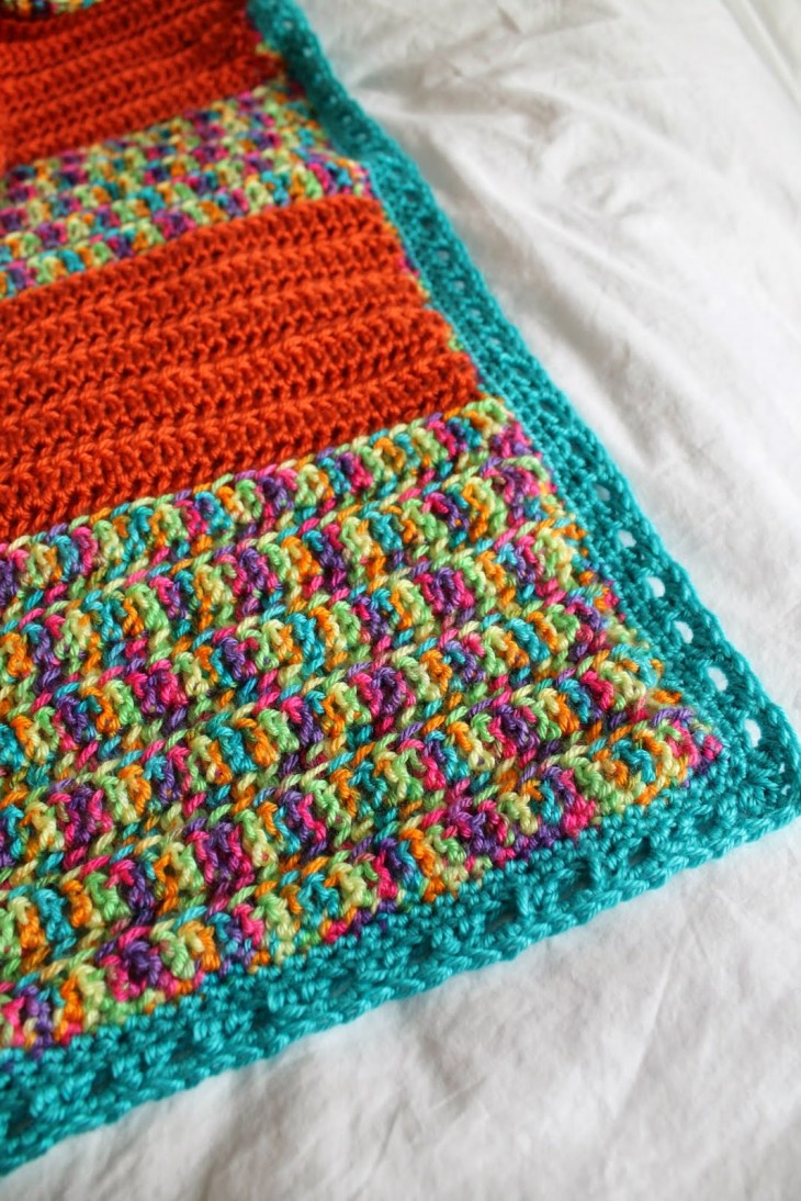 Happy Stripes Crochet Baby Blanket