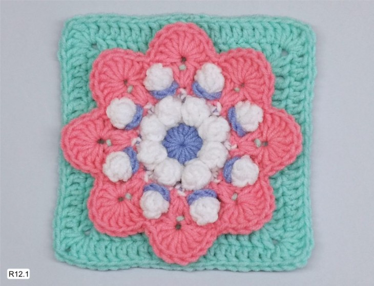 Crochet 3D Flower Granny Square