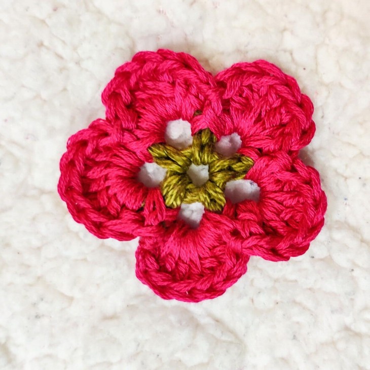 Crochet Five Petal Textured Flower