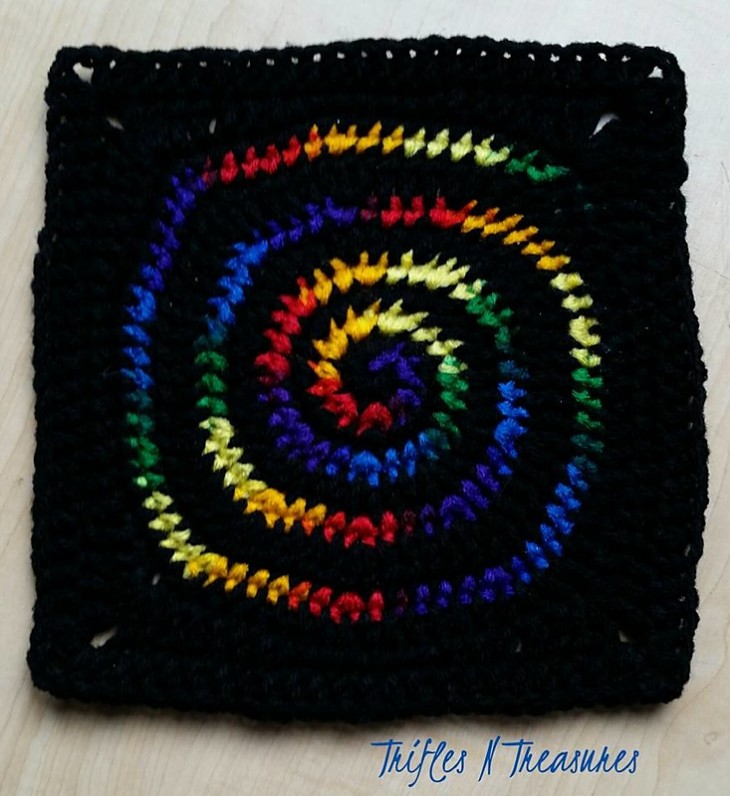 Stained Glass Spiral Crochet Granny Square
