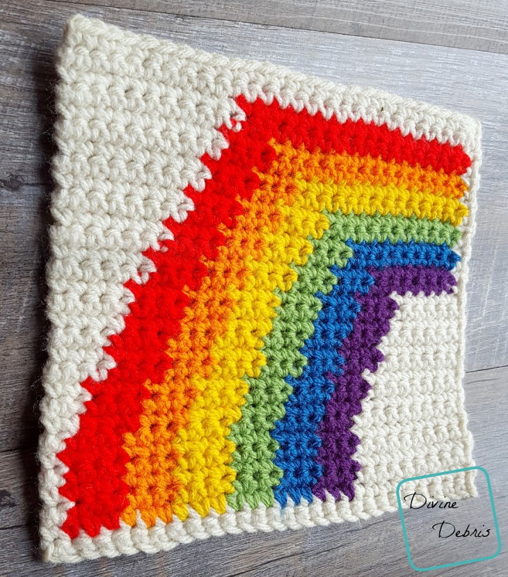 8" Tapestry Rainbow Afghan Square