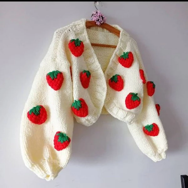 Crochet strawberry cardigan